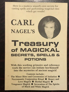 TREASURY OF MAGICKAL SECRETS, SPELLS, POTIONS by Nagel (Finbarr), 1991, GRIMOIRE