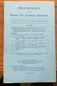 1922-1923 SOCIETY FOR PSYCHICAL RESEARCH - GHOSTS WARTIME AUTOMATIC WRITING