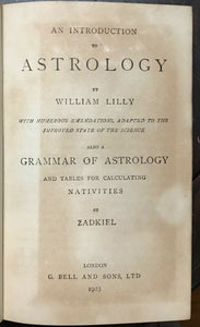 INTRO TO ASTROLOGY & GRAMMAR OF ASTROLOGY Zadkiel + Lilly 1923 DIVINATION OCCULT